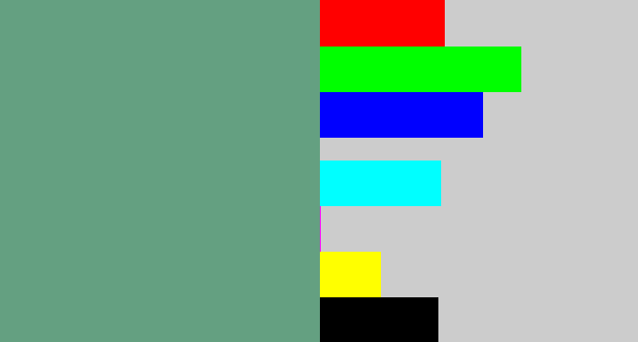 Hex color #64a081 - grey teal