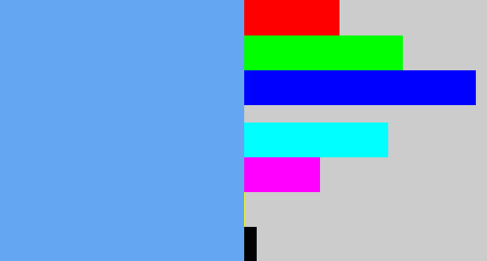 Hex color #64a6f1 - sky blue