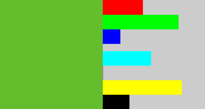 Hex color #64bd2c - grass