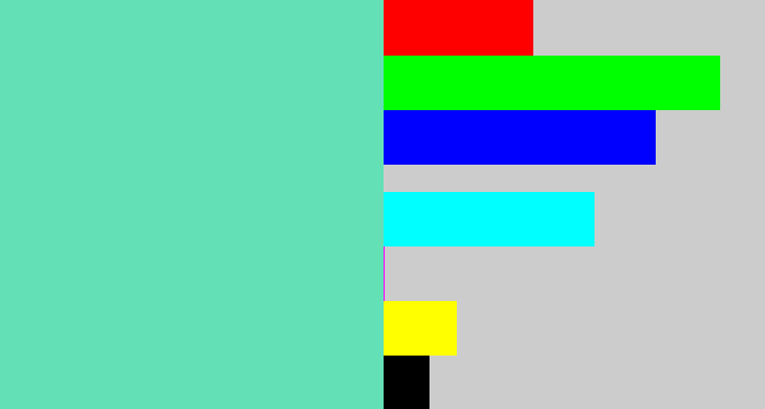 Hex color #64e0b6 - light greenish blue