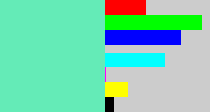 Hex color #64ebb7 - light greenish blue