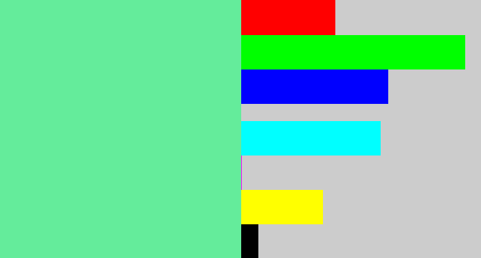 Hex color #64ec9b - light green blue