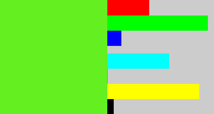 Hex color #64ef21 - toxic green