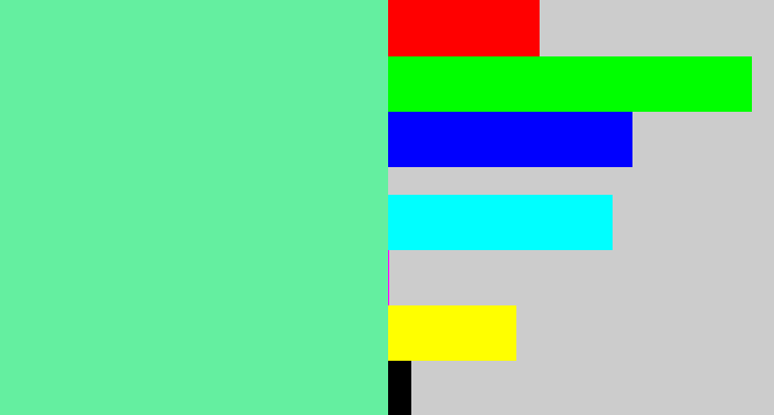 Hex color #64efa0 - light green blue