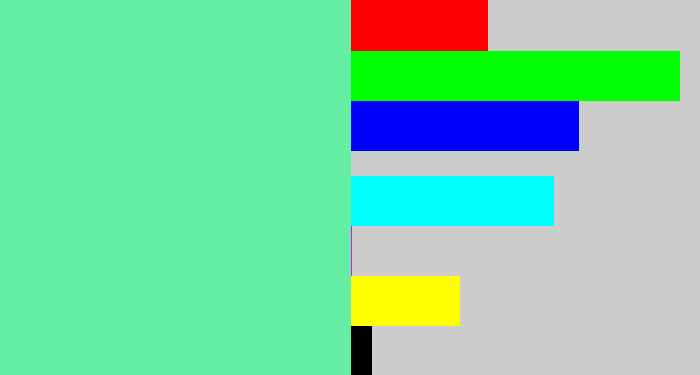 Hex color #64efa5 - light greenish blue