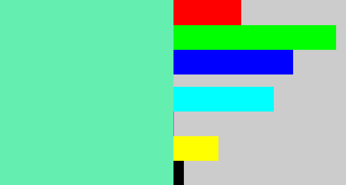 Hex color #64efb1 - light greenish blue
