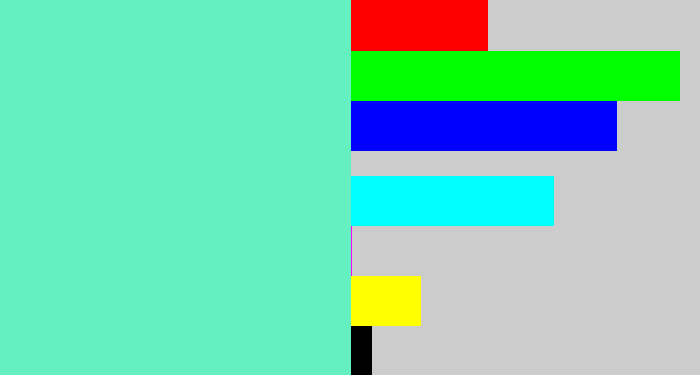 Hex color #64f0c1 - light greenish blue