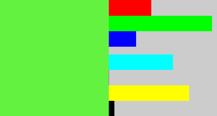 Hex color #64f240 - toxic green