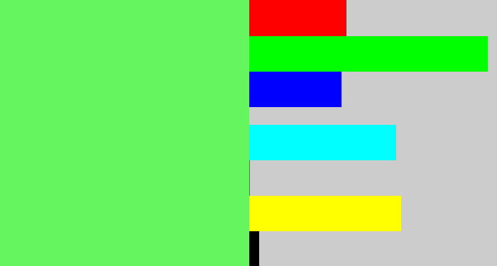Hex color #64f55f - lighter green