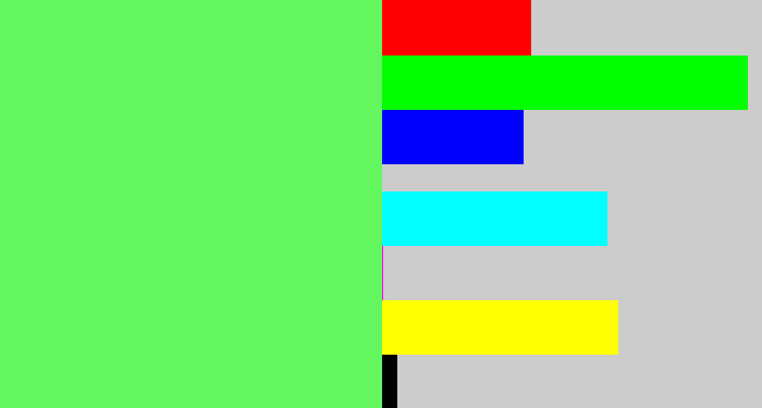 Hex color #64f65e - light bright green