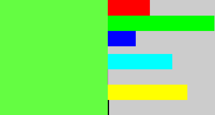 Hex color #64fd42 - light neon green