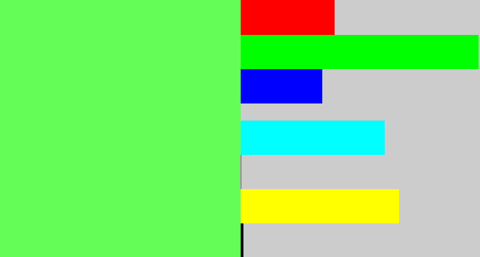 Hex color #64fd57 - light bright green