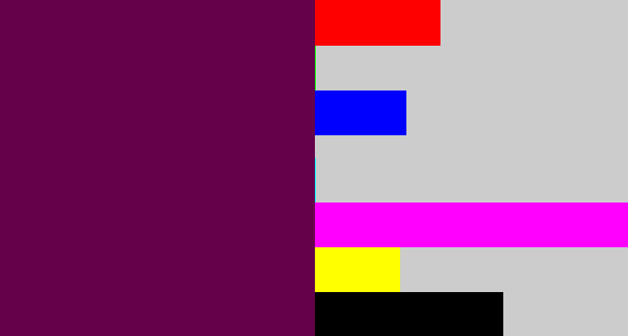 Hex color #65004a - rich purple