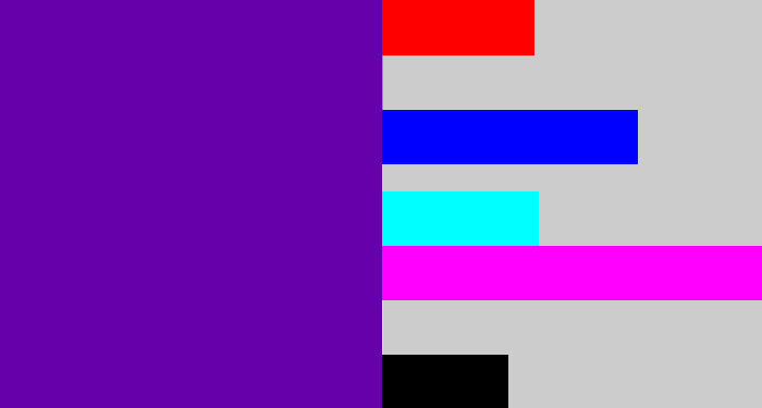 Hex color #6500aa - violet blue