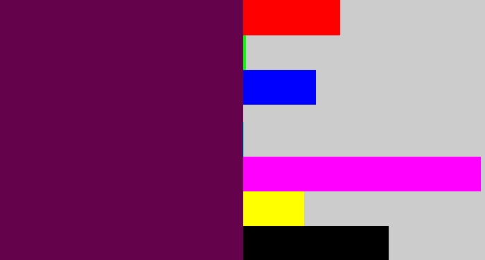 Hex color #65024c - rich purple