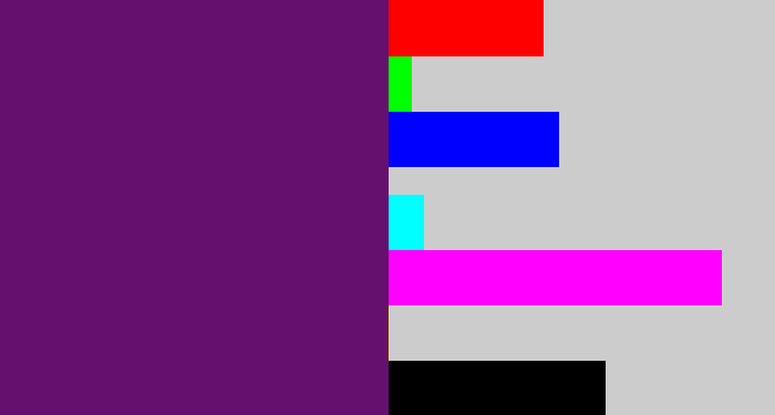 Hex color #65106f - darkish purple
