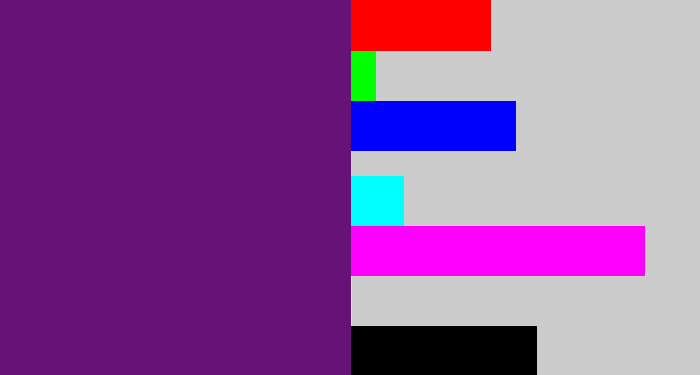 Hex color #651377 - darkish purple