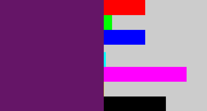 Hex color #651567 - darkish purple