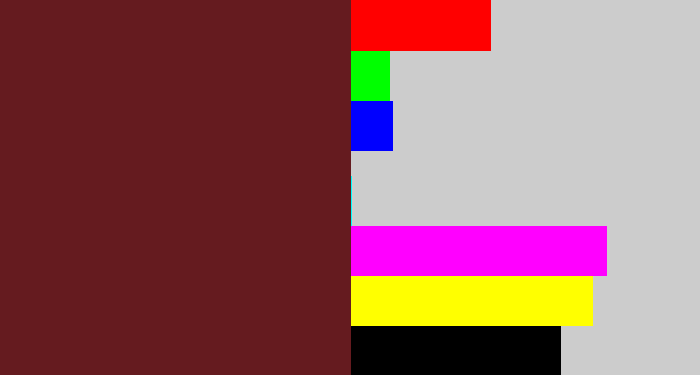 Hex color #651b1f - maroon