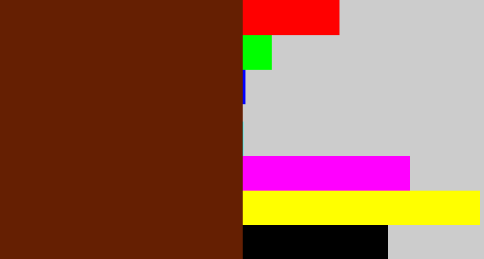 Hex color #651f02 - chestnut