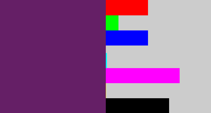 Hex color #651f66 - darkish purple