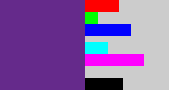 Hex color #652a8b - purple