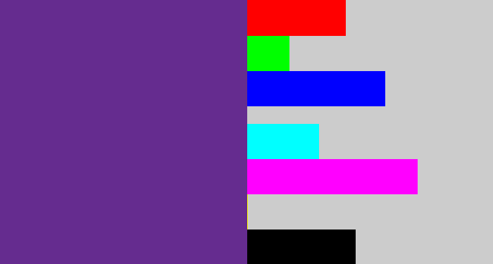 Hex color #652c8f - purple