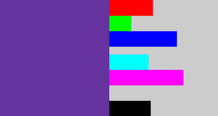 Hex color #65329e - purple