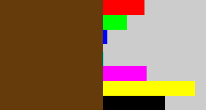 Hex color #653b0b - brown