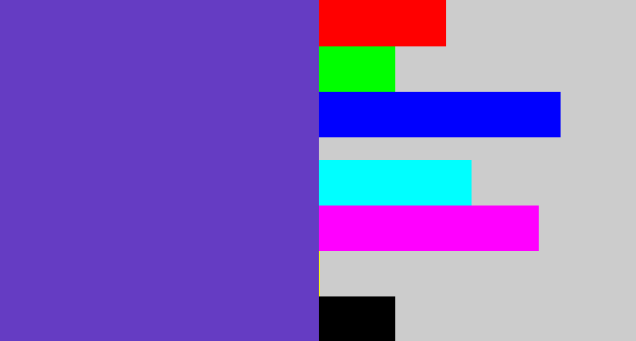 Hex color #653cc3 - bluey purple