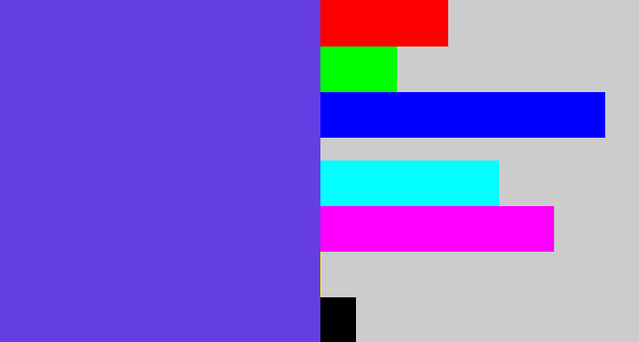 Hex color #653ee3 - bluish purple