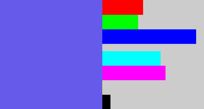 Hex color #655aea - dark periwinkle