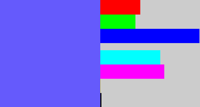 Hex color #655afc - purpleish blue