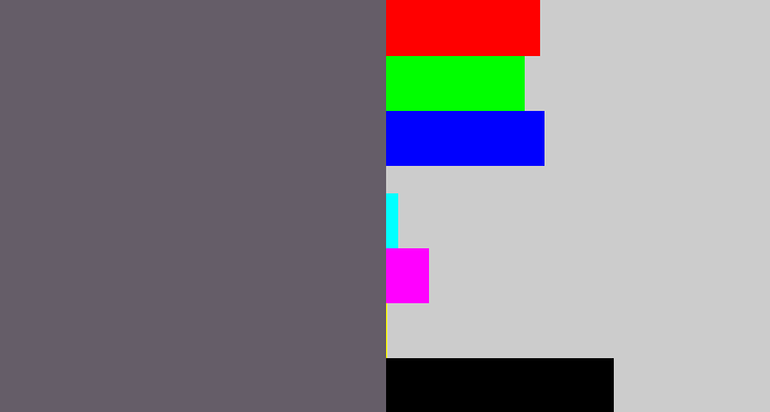 Hex color #655d68 - slate grey