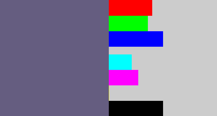 Hex color #655d80 - purplish grey