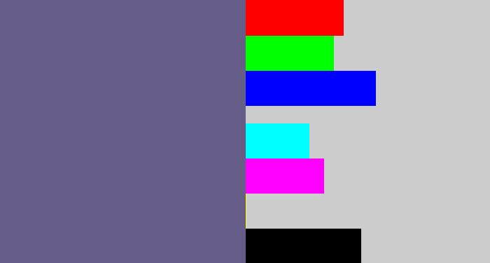 Hex color #655d88 - purplish grey