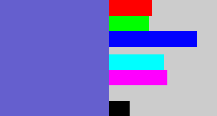 Hex color #655fce - dark periwinkle