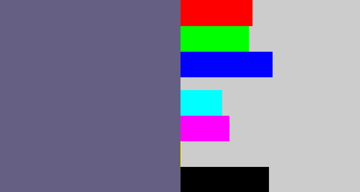 Hex color #656083 - purplish grey