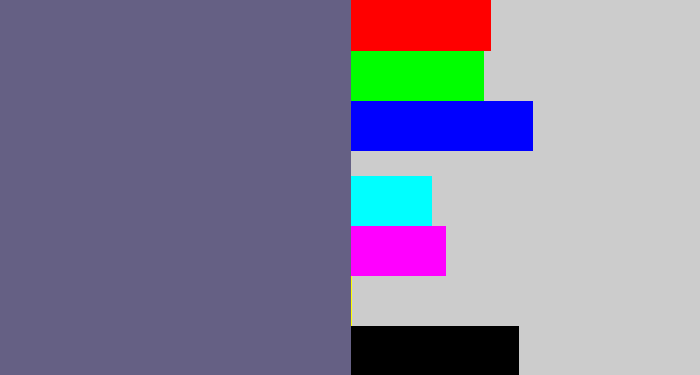 Hex color #656084 - purplish grey