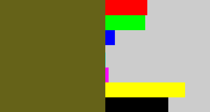Hex color #656218 - greenish brown