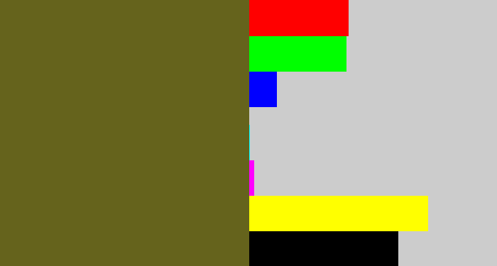 Hex color #65631c - greenish brown