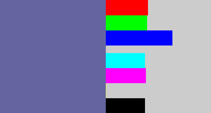 Hex color #6564a1 - slate blue