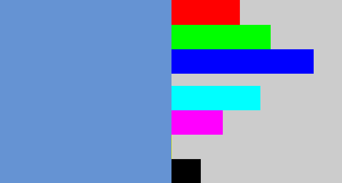 Hex color #6593d3 - faded blue