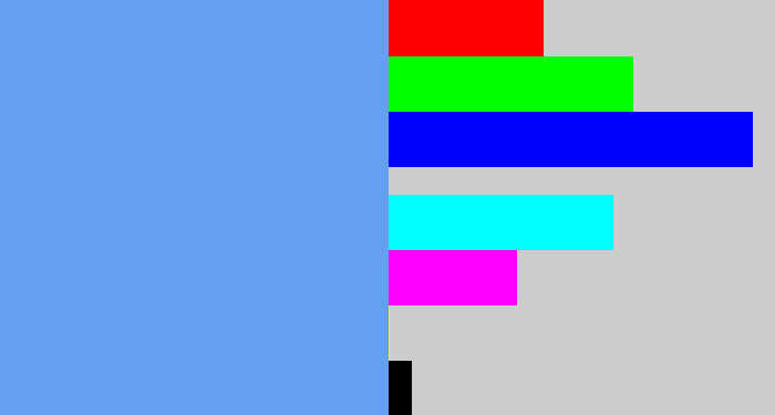 Hex color #65a0f0 - soft blue