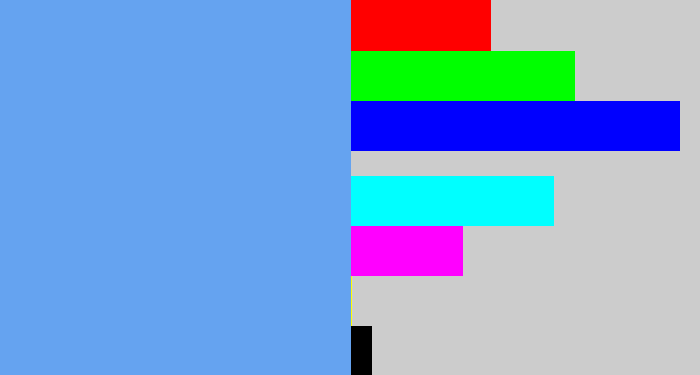 Hex color #65a3f0 - soft blue