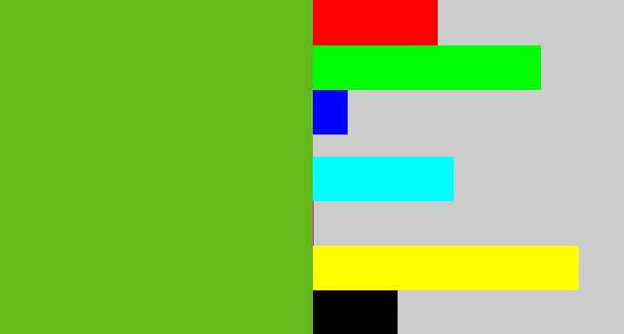Hex color #65b91b - frog green