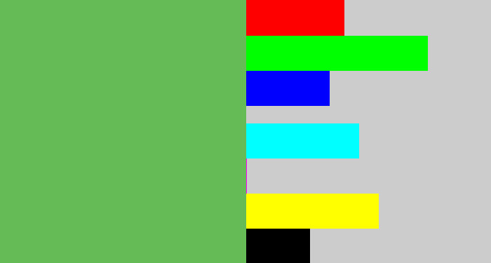 Hex color #65bc57 - boring green