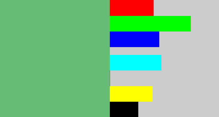 Hex color #65bd73 - soft green