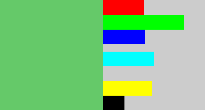 Hex color #65c969 - soft green