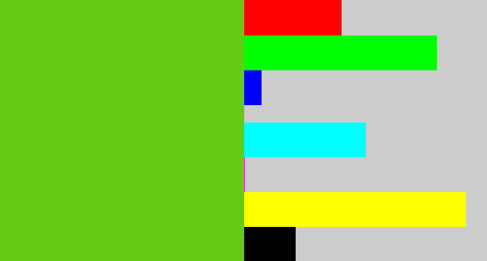 Hex color #65ca12 - frog green